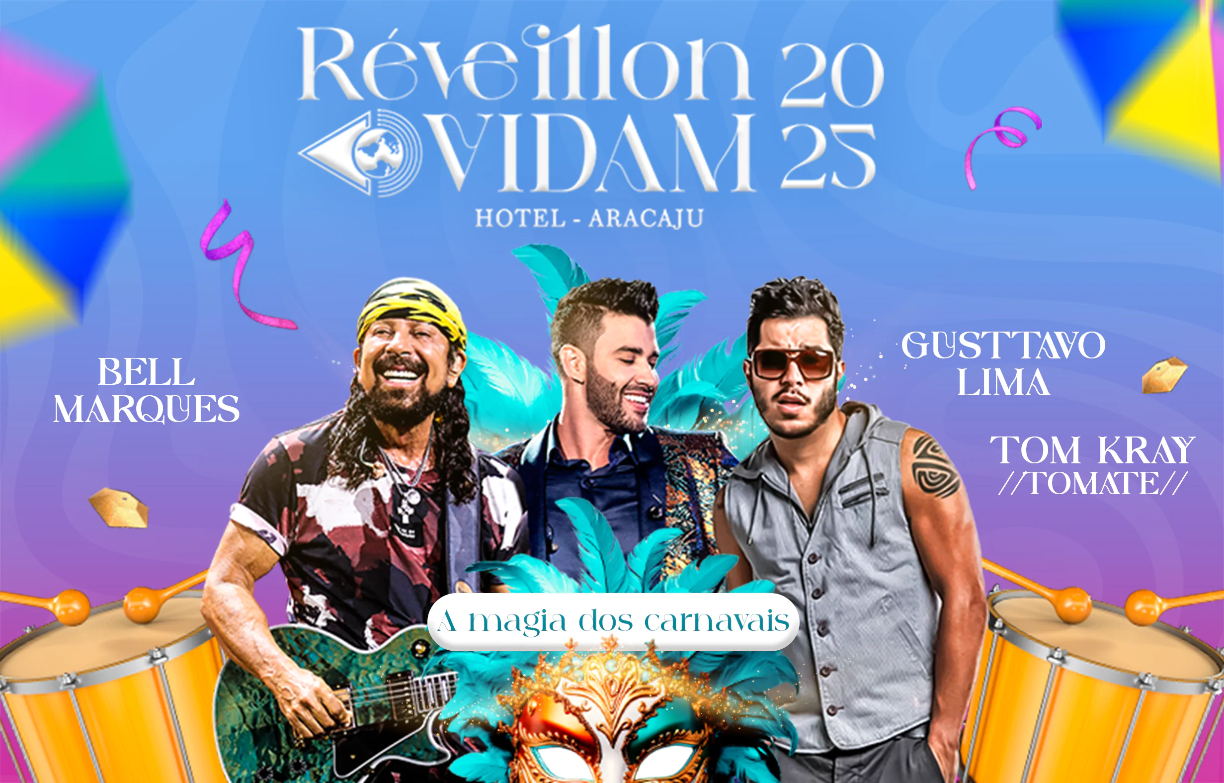 Gusttavo Lima, Bell Marques e Tomate preparam show especial para o Réveillon VIDAM 2025