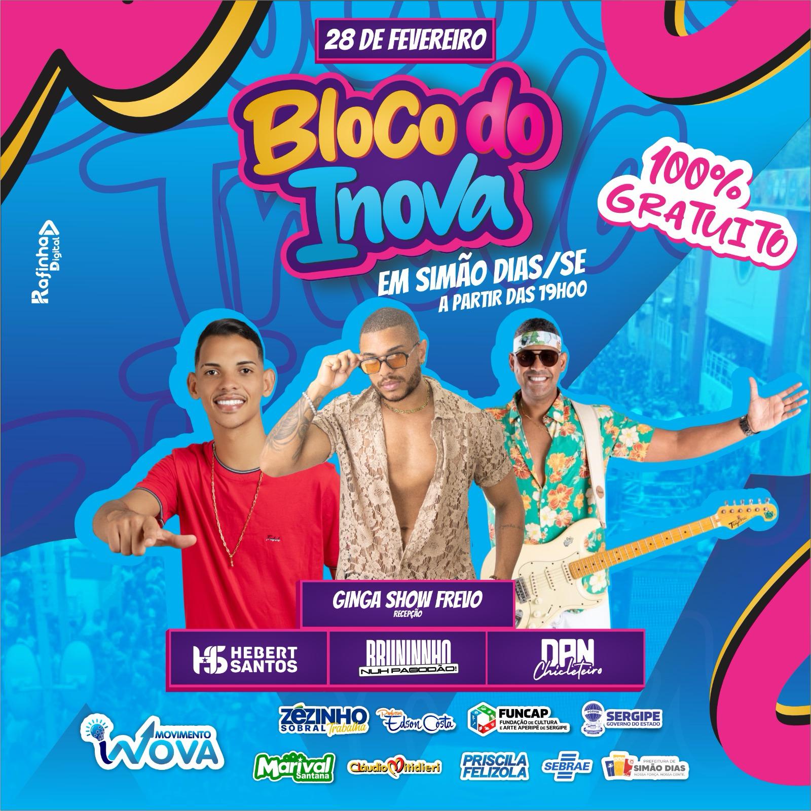 De graça e para o povo, Bloco do Inova anima Simão Dias nesta sexta