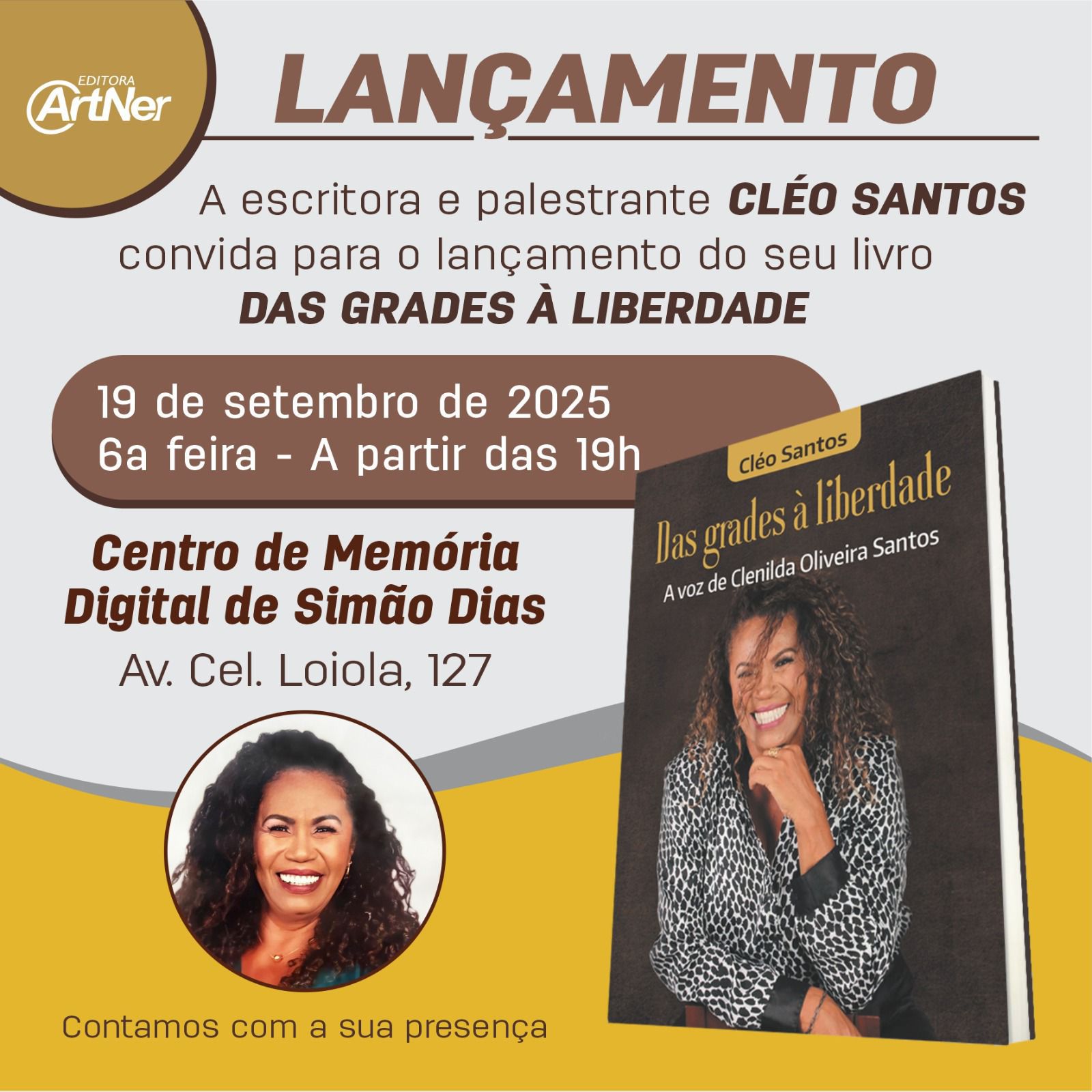 Das grades à liberdade: Cléo Santos lança livro em Simão Dias